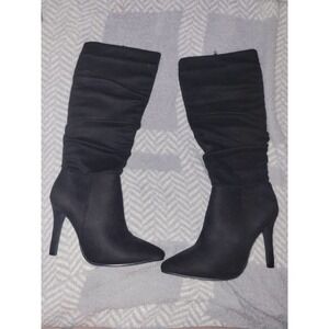 Black stiletto suede boots women size 9